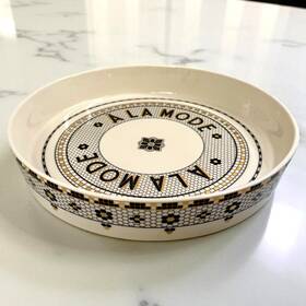 52178720 Anthropologie Bistro Tile Pie Dish A La Mode French Art Deco Serving Gold Read