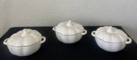 98952336 Anthropologie New Speckled Stoneware Single Serve Pumpkin Cocottes-set Of 3