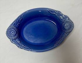 0701-270 Appolia French Bakeware Blue Azure Ceramic Sunflower Casserole Dish Stoneware