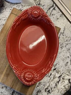 0701-320 Appolia French Red Ceramic Sunflower Oval Casserole Bake Oven Dish -stoneware 0701-320 Appolia French Red Ceramic Sunflower Oval Casserole Bake Oven Dish -stoneware