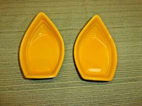0407004 Appolia Bretagne C Ramique Set Of 2 Yellow Boats Stoneware Dishes France