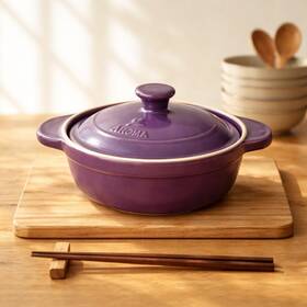 105pp Aroma Doveware Add 1-quart Ceramic Covered Saucepan Plum Purple. New