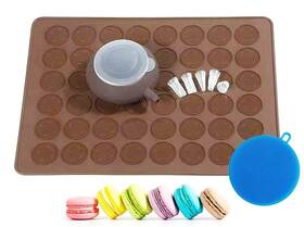Artiware 426772966314 Food Grade Silicone Brown Color Macaron Baking Kit Tray Set W. Piping Pot 4 Type