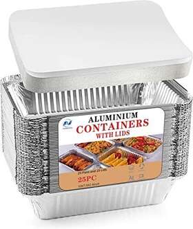Av Company 065010259041 Foil Pans With Lids 10x7.5 - Aluminum Covers 25 And