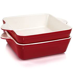 Avla 686878932720 2 Pack Porcelain Baking Dish Square 8.7 Inch Brownie Lasagna Pan Roaste