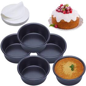 Awtbdp 717083721820 4 Inch Cake Pan Set Of 5 Nonstick Cheesecake Round Pans With 100 Pieces