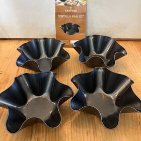 Aybloom 744759097156 Tortilla Pan Set - 4pc Non-stick Carbon Steel Taco Salad Bowl Makers Tortillas