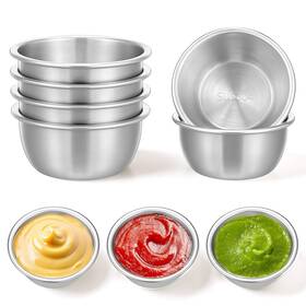 716375 Aysatogc 6pcs 2.2 Oz Stainless Steel Dipping Sauce Cup Mini Reusable Metal