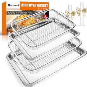 Baccooli 717097634970 Air Fryer Basket For Oven Stainless Steel And Tray Set
