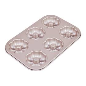 Bakeley 772060236513 Flower Donut Pan 6 Cavity Mold Heavy Duty Steel Non-stick Heart