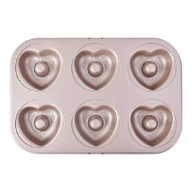 Bakeley 772060236520 Heart Donut Pan 6 Cavity Mold Heavy Duty Steel Non-stick Shaped