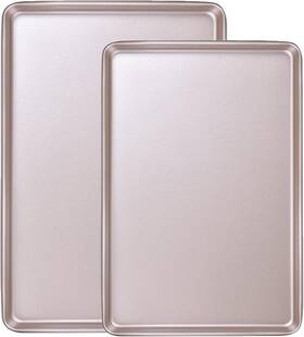 13baking Bakeley Q2004 2-piece Heavy Duty 0.8mm Baking 15/13baking Sheet Pan Set Champagne Gold