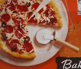 Bakers Secret 070950390841 3- Piece Pizza Stone Set Includes Round Rack And Cutter