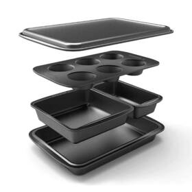 Bakers Secret 935780111919 Baking Pans Set Bakeware Sets Stackable Of 5 Bakewa