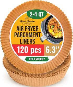 Bakers Signature 445043169186 6.3 Inch Small Round Air Fryer Liners 2-4 Quart Airfryer Paper 120pcs Disposab