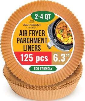 Bakers Signature 850023988485 125-pack Disposable Air Fryer Parchment Liners 6.3 Inch Small Round Non-stick
