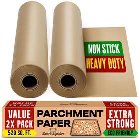 Bakers Signature 850023988591 Unbleached Parchment Paper For Baking 2-pack 520 Sq.ft Total - 15 In X 210
