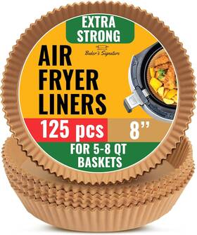 Bs-air-rnd08 Bakers Signature Air Fryer Liners 125 Pcs Round Disposable Airfryer Paper Non-stick 8ftft