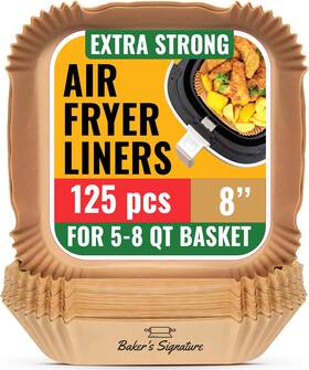 Bs-air-sqr08 Bakers Signature Air Fryer Paper Liners 125pcs Disposable Non-stick And Oil Pr