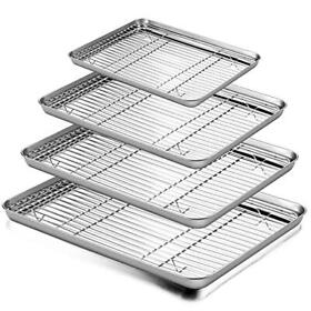 Baking Sheet And Rack Set E-far Stainless Steel Rimmed Cookie