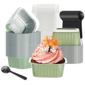 Hg01ap150cfnx50 Bakingpak 50pcs 5oz Mini Square Cake Pans With Lids Aluminum And Pet Disposable Multi- Hg01ap150cfnx50 Bakingpak 50pcs 5oz Mini Square Cake Pans With Lids Aluminum And Pet Disposable Multi-