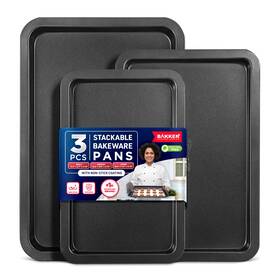 Bakken- Swiss 850045904425 3 Piece Set Nonstick Carbon Steel Oven Bakeware -professional Quality Kitchen