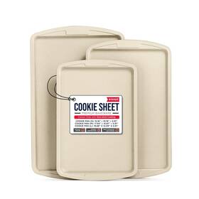 Bakken- Swiss 850053769153 Cookie Sheet 3 Piece Set - Non-stick Stackable Baking Pans Whi