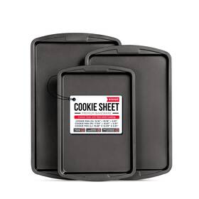 Bakken- Swiss 850053769177 Cookie Sheet 3 Piece Set - Non-stick Stackable Baking Pans Gra