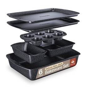 Bakken- Swiss 850053769306 - Bakeware Set 6 Piece Stackable Deluxe Non-stick