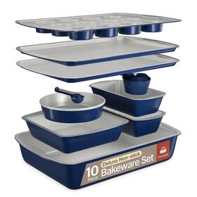 Bkwav10blu Bakken- Swiss Royal Blue 10-piece Bakeware Sets Nonstick Carbon Steel Baking Sheet And Pans
