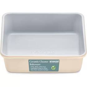 Bakkenmaster 445034763713 Square Cake Pan - Aluminized Steel Ceramic Non-stick Coating Cream