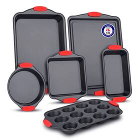 Bakkenmaster 850045904036 Baking Set 6 Piece Kitchen Oven Bakeware Deluxe Non-stick Black Coati