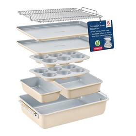 Bakkenmaster 850053769573 Bakken 8-piece Stackable Bakeware Set - Ceramic Non-stick Coating Baking She