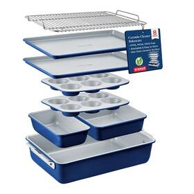 Bakkenmaster 850053769597 Bakken 8-piece Stackable Bakeware Set - Ceramic Non-stick Coating Baking She