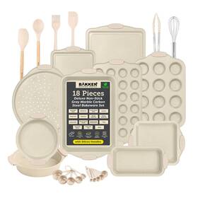 Bakkenmaster 850059994054 Bakkenmaste 18-piece Deluxe Nonstick Carbon Steel Bakeware Set - Professional