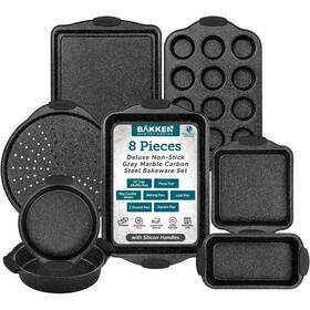 Bakkenmaster 850059994085 Nonstick Baking Pan Set - Bakeware With Silicone Handles