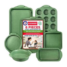 Bakkenmaster 850059994382 Bakken Kitchen Baking Pan Set - Nonstick Green Marble Coating Carbon Steel B Bakkenmaster 850059994382 Bakken Kitchen Baking Pan Set - Nonstick Green Marble Coating Carbon Steel B