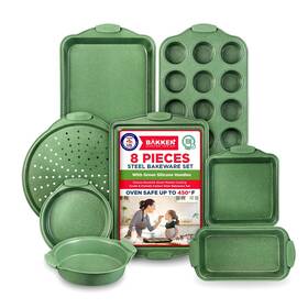 Bakkenmaster 850059994399 Bakken Kitchen Baking Pan Set - Nonstick Green Marble Coating Carbon Steel B