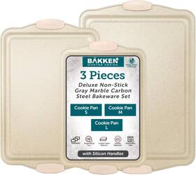 Bkbsmarwht3 Bakkenmaster Bakken Cookie Sheets For Baking Nonstick Set - 3 Piece White Marble Bkbsmarwht3 Bakkenmaster Bakken Cookie Sheets For Baking Nonstick Set - 3 Piece White Marble