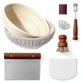 Balci 198168131091 Premium Bread Proofing Set With Acacia Wood - Sourdough Baking Supplies