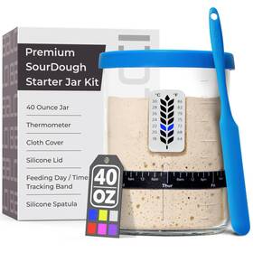 Balci 198168190272 Premium Sourdough Starter Jar - 40oz Large With Marked Feeding