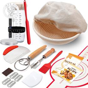 Bantbskt 445013631668 Complete Sourdough Starter Kit Banneton Bread Proofing Basket With Glass Sourdo