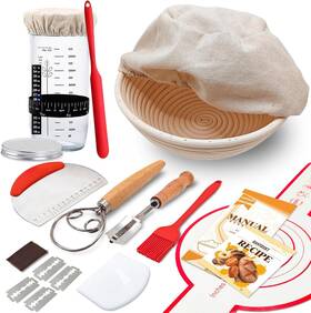 C9-9inr Bantbskt Complete Sourdough Starter Kit Banneton Bread Proofing Basket With Natural C9-9inr Bantbskt Complete Sourdough Starter Kit Banneton Bread Proofing Basket With Natural