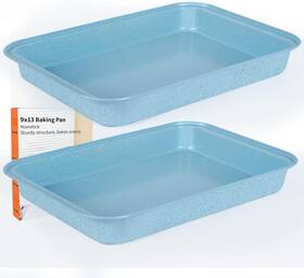 Ba64 Barlket 13 X 9 Baking Pan Rectangle Cake Set Of 2 Oven Safe 9x13 Inch Blue