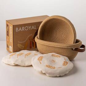 Baroyal 445053755706 Crispier Crust Cotton Rope Banneton Bread Proofing Basket Set Oval And Round Brea