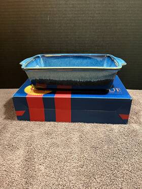 Basque Ceramique 645490986368 Andalusian Blue Stoneware 10.5 Inch Loaf Dish New
