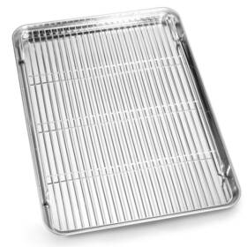 Bastwe 650226816949 Cookie Sheet And Cooling Rack Set 16 Inch Stainless Steel Baking Pan With A