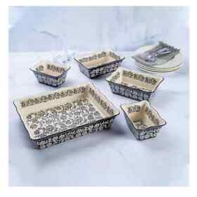 Baum Floral Vines 5 Piece Oven-to-table Bakeware Set In Black Baum Floral Vines 5 Piece Oven-to-table Bakeware Set In Black