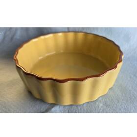 Bc-1qt Bella Cucina Yellow Brown Ceramic Fluted Round 1 Quart Oven Safe Baking Dish