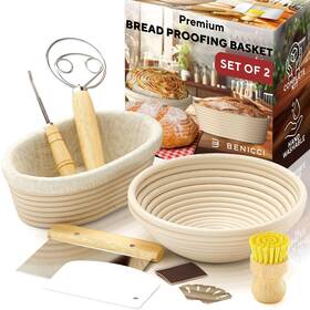 Bpb2s078 Benicci Complete Bread Proofing Baskets Set - Premium Quality Kit For Sourdough